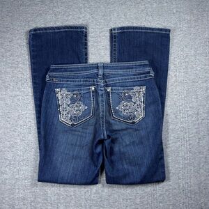 Ariat Turquoise Jeans Womens 29R Embellished Bling Western Low Rise Bootcut